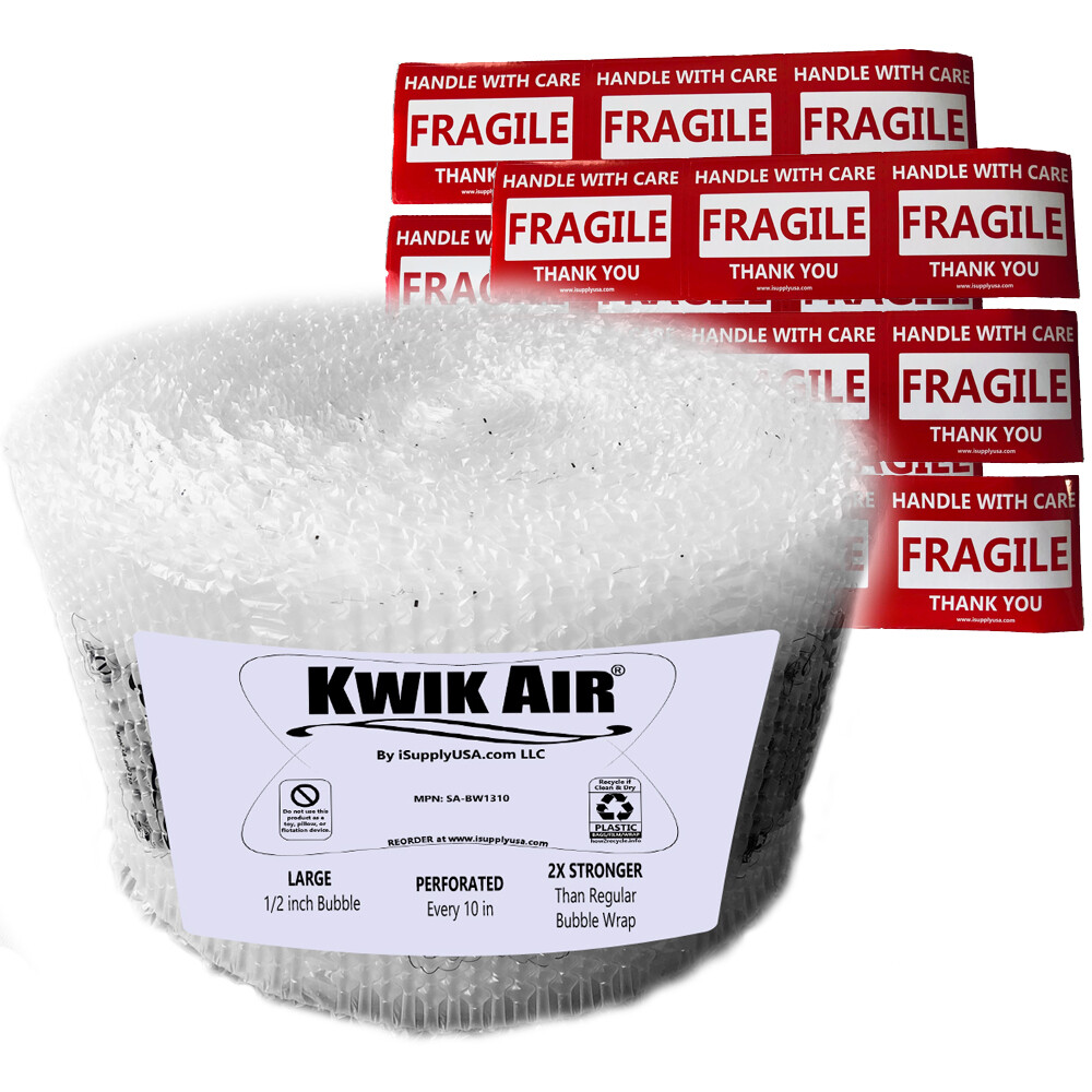 KwikAir® Bubble Cushion Wrap Roll 175' x 14" MEDIUM 5/16" Bubbles Perforated 10"