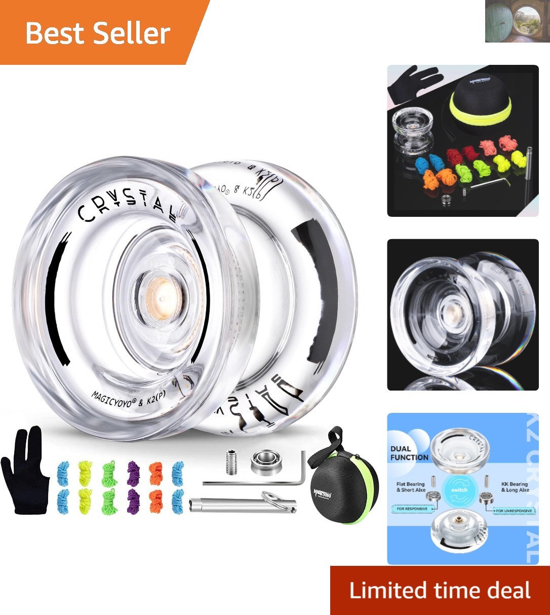 Professional K2 Crystal White Yo-Yo: Beginner Friendly with Extra Strings & Case