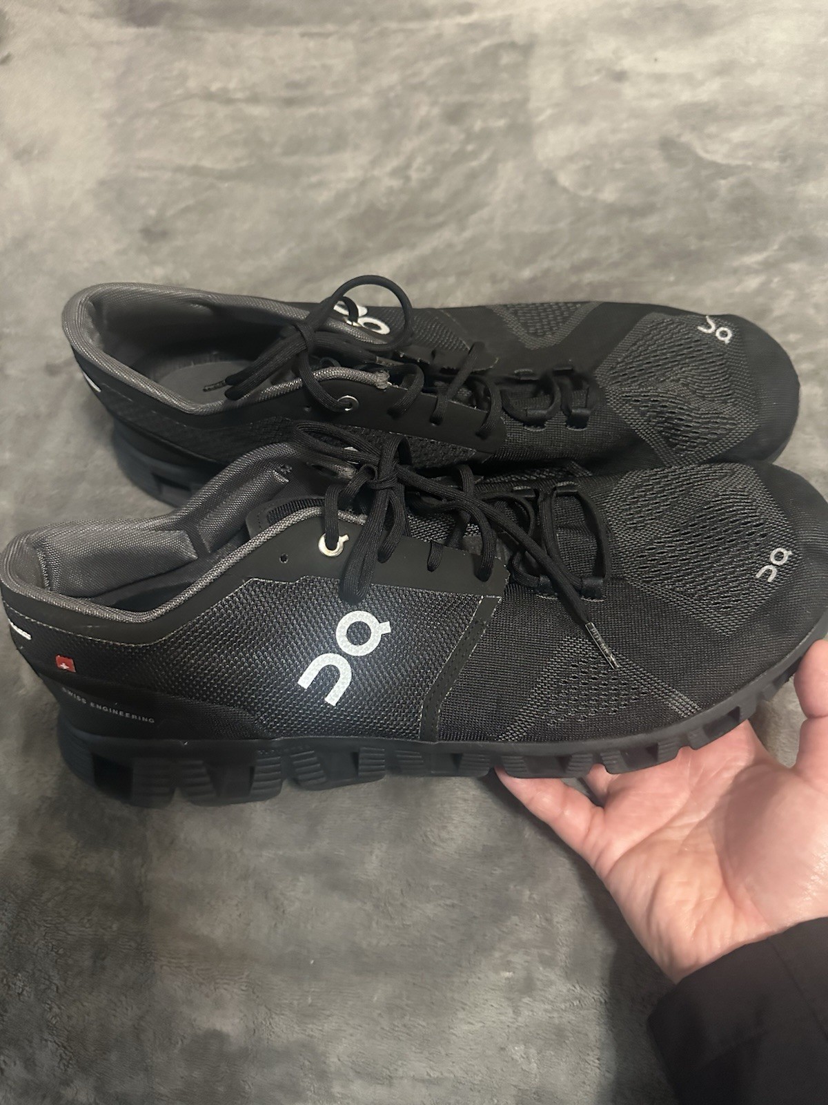 On Cloud Men's Black Mesh Running Shoes Breathable Lace Up