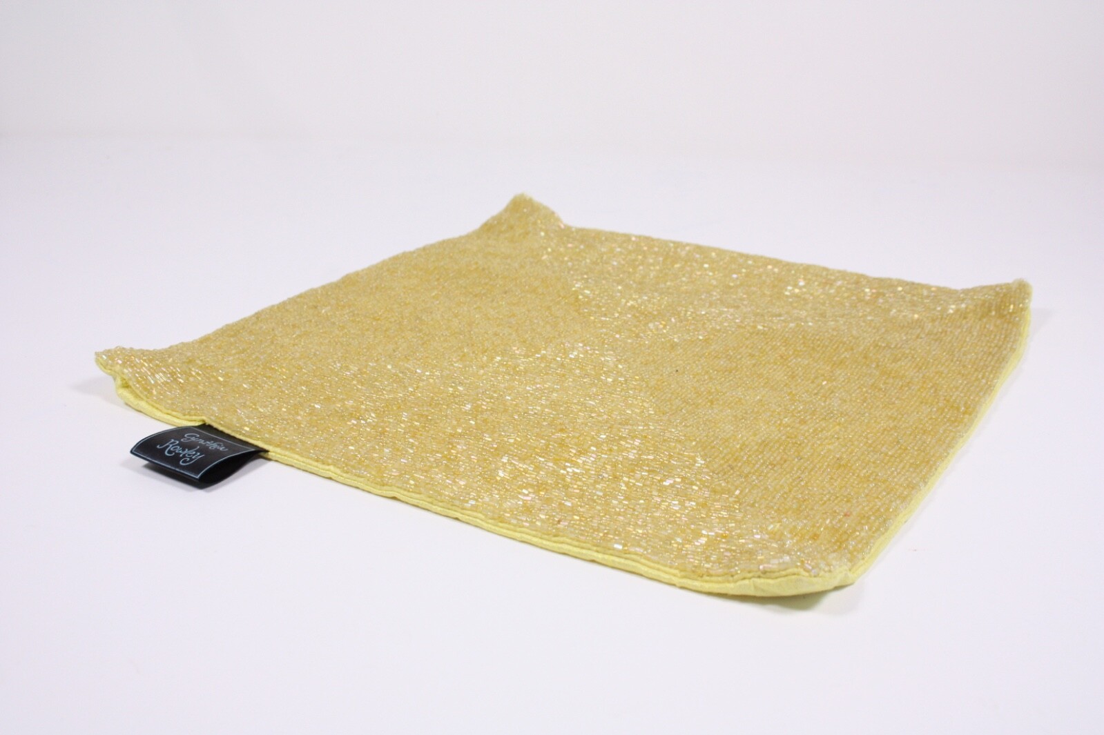 Cynthia Rowell Glam Yellow Glass Bead Square 13” Zipper Pillow Case Cover
