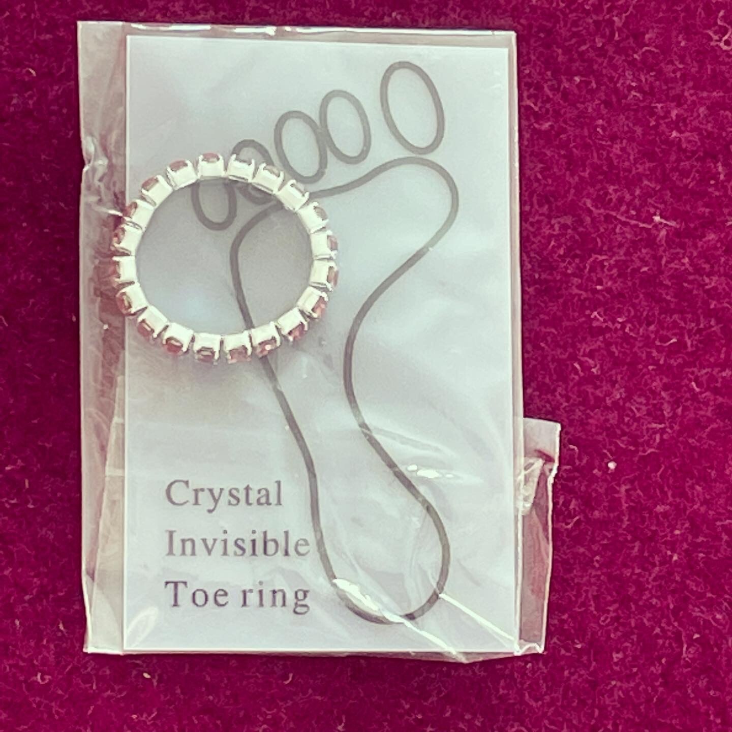 Toe Ring Diamante Stretch Crystal Salmon Pink Clear Toe Rings New Beach Holiday