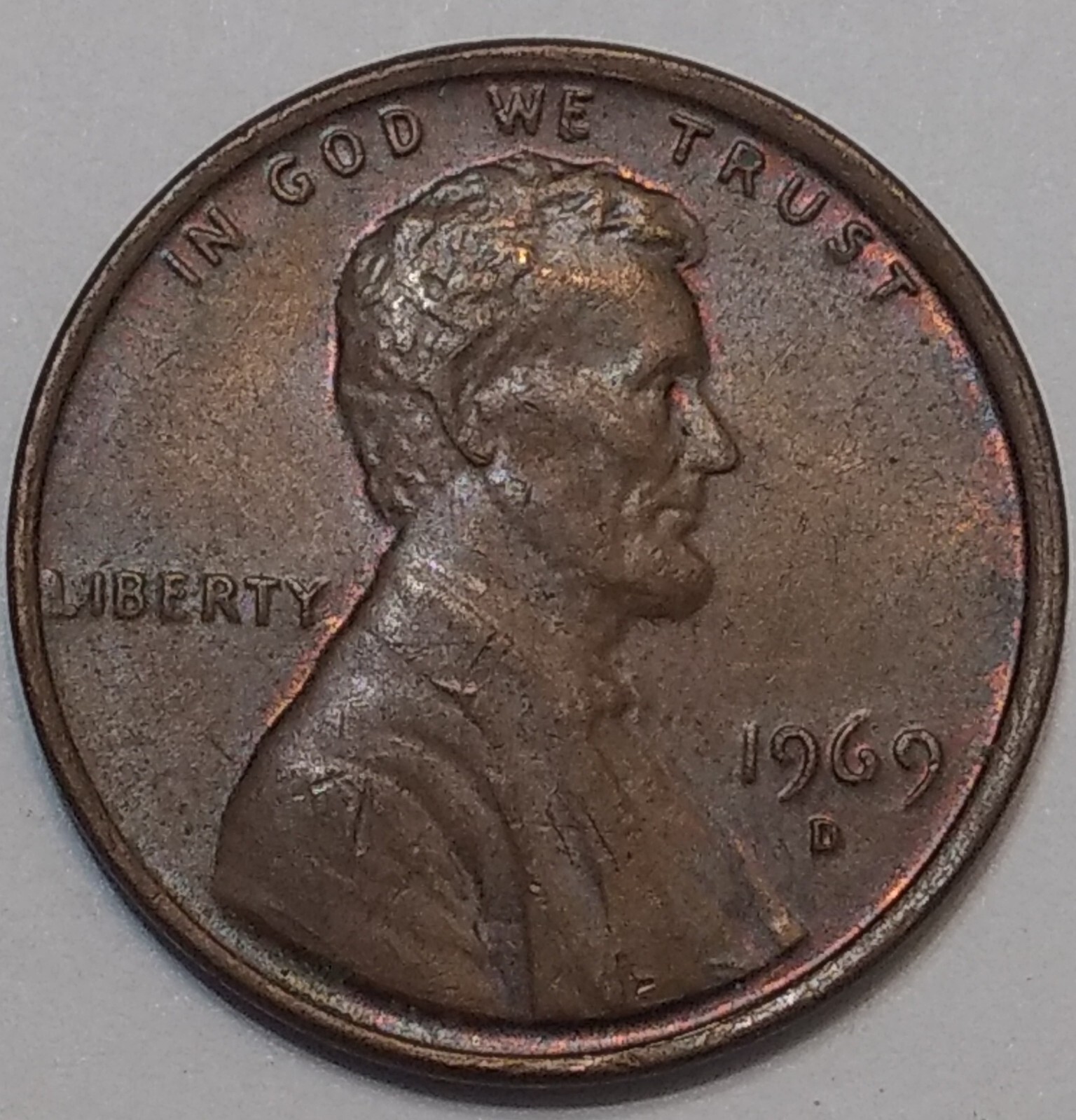 1969-D Lincoln Cent BN Unc. ~ Toned