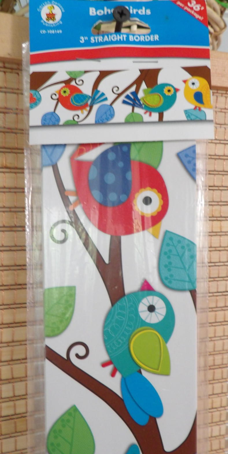 Carson Dellosa Boho Birds 3" Wide 36' Bulletin Board Border Trim