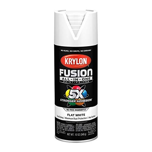 Krylon Fusion K02730007 All-In-1 Spray Paint for Indoor/Outdoor Use, Flat White