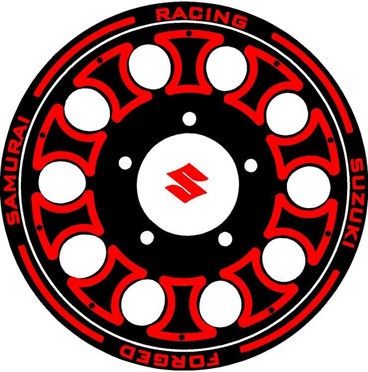 SUZUKI SAMURAI RIMS DECALS RINGS AROS ARGOLLAS STICKERS CALCOMANIAS RED