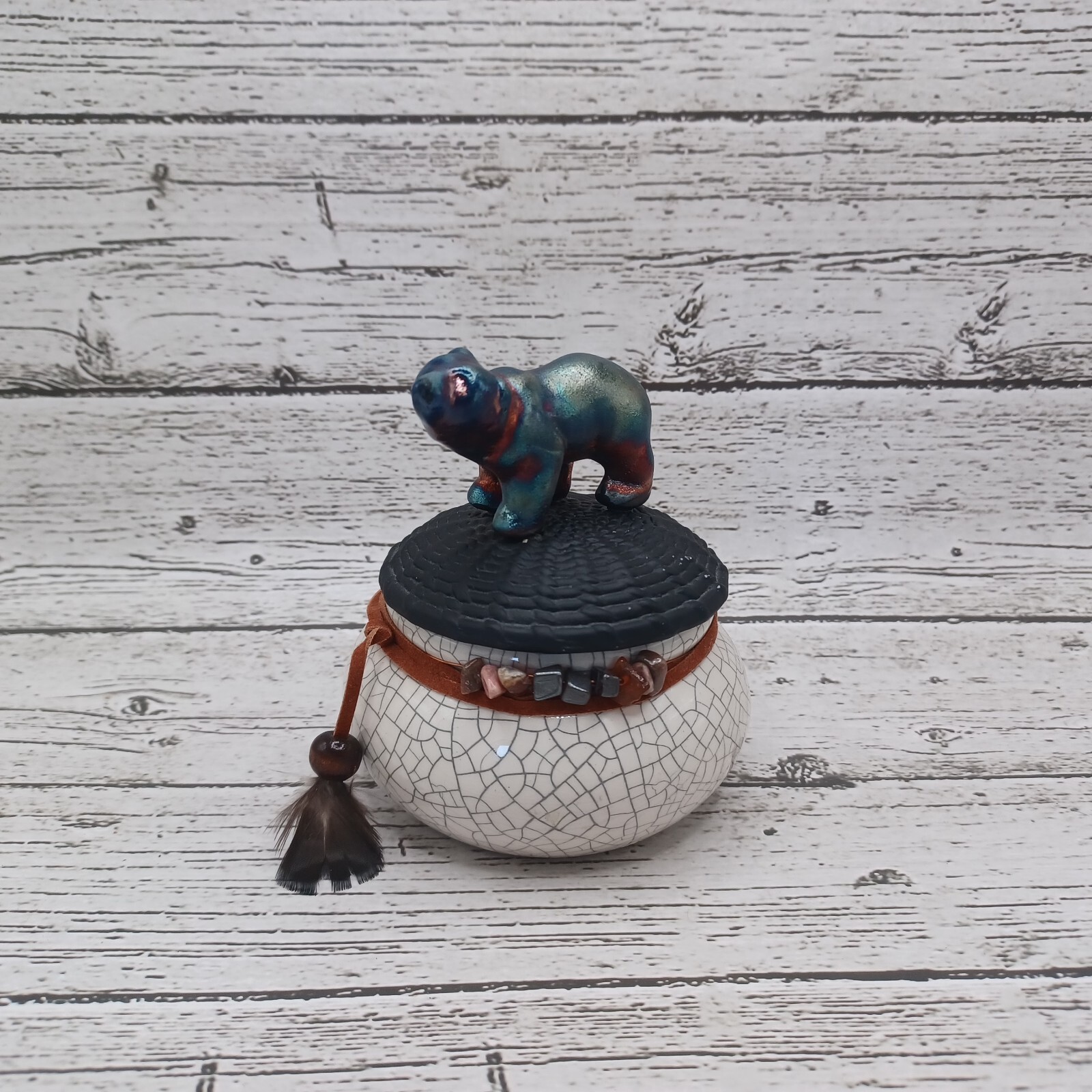 Trinket Box With Bear And Stones