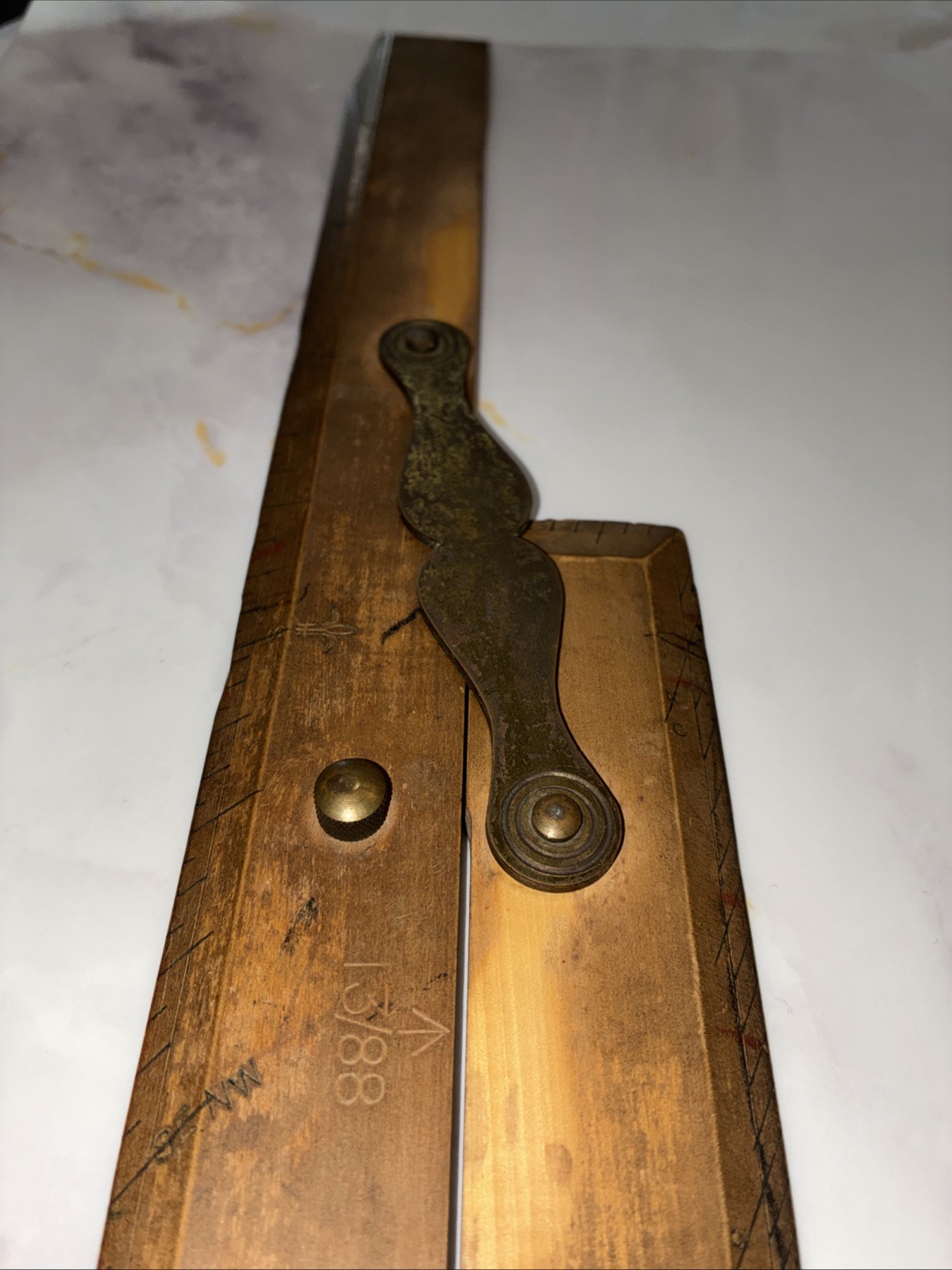 Antique Captain Fields Parallel Rule Wood Brass Nautical Chart Drafting 1890s