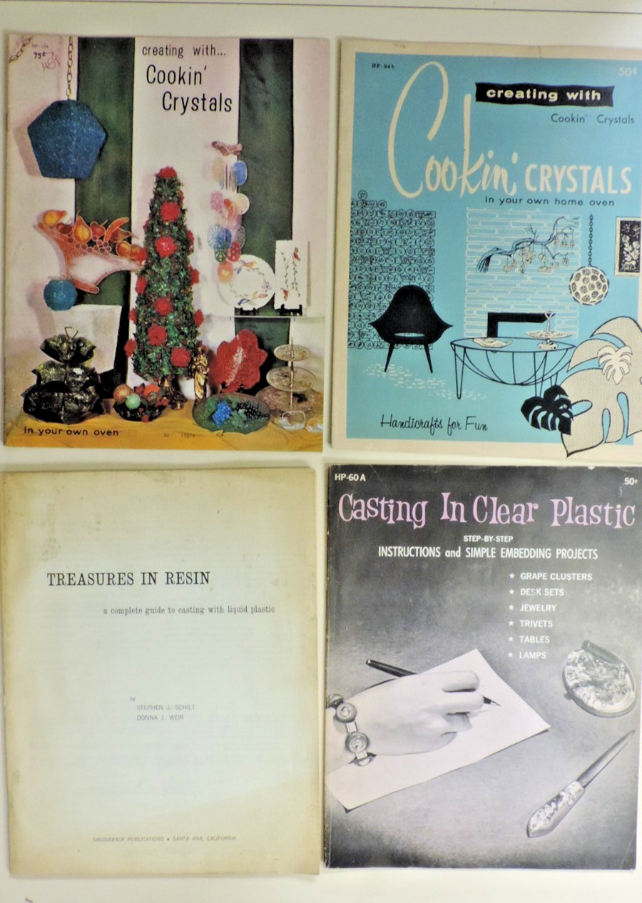 Treasures in Resin by Schilt/Weir + 3 Booklet Lot Cookin' Crystals Plastics 1960