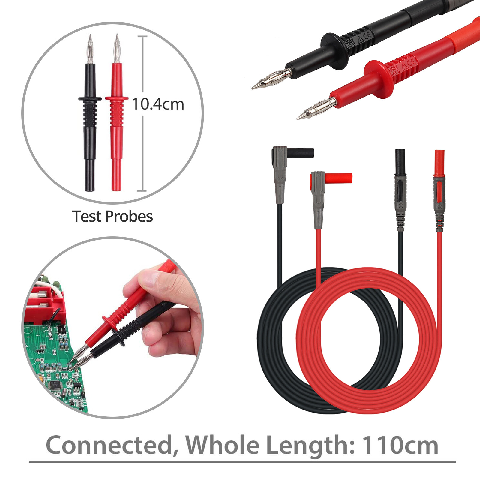 8X Test Lead Multimeter Kit Wire-Piercing Clip Test Probe Puncture 4mm Thickness