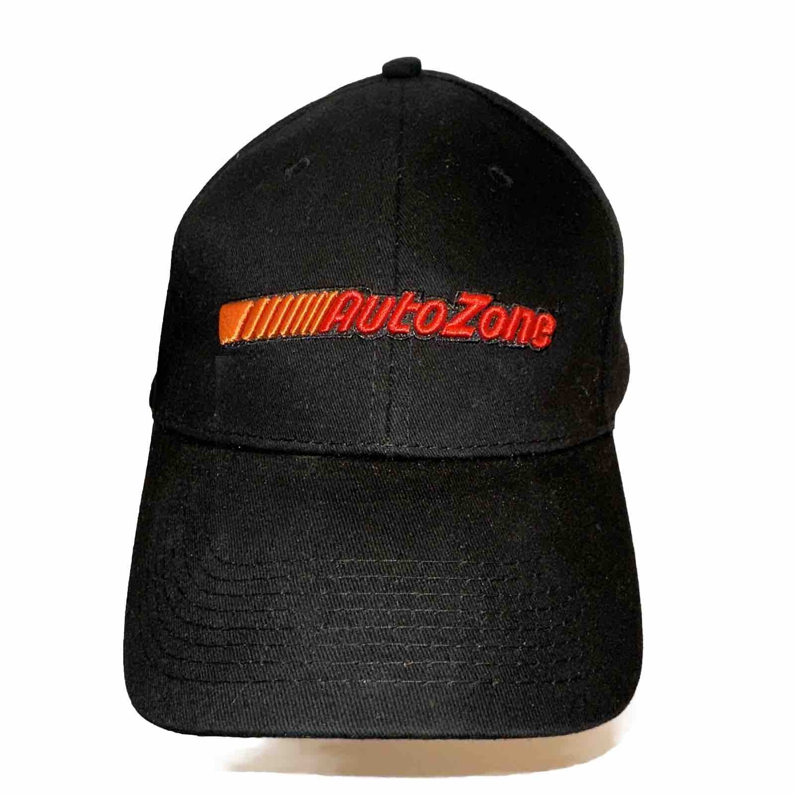 Auto Zone Orange Red across Black Hat Cap Hook Look Unbranded