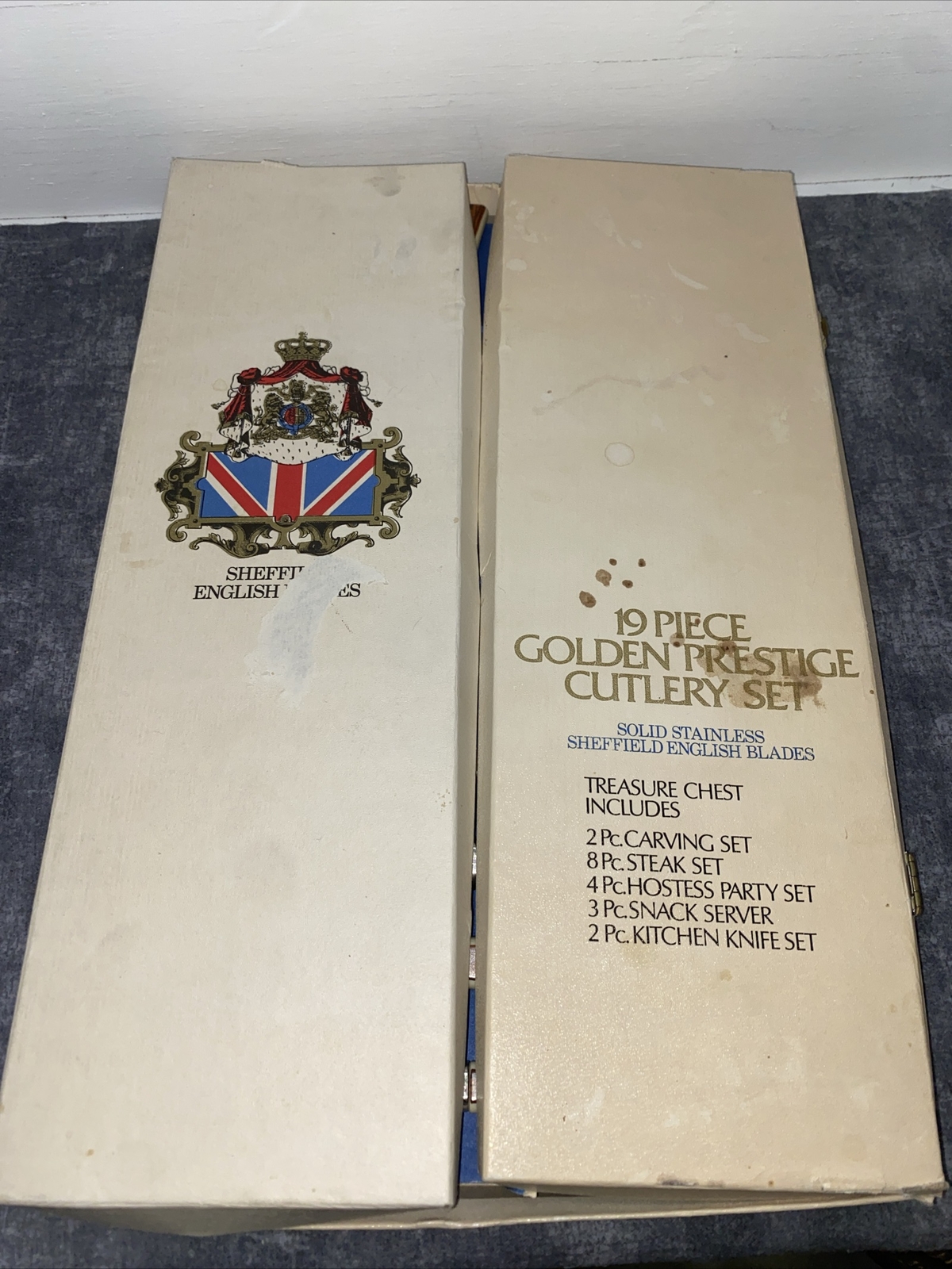 Vintage Knives Sheffield English Blades 14 Piece Golden Prestige Cutlery Floral
