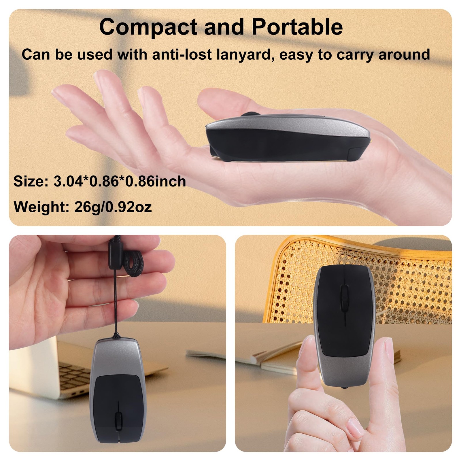 Bluetooth Mouse Rechargeable Portable Mini Computer Mice TF Card Reader Grey