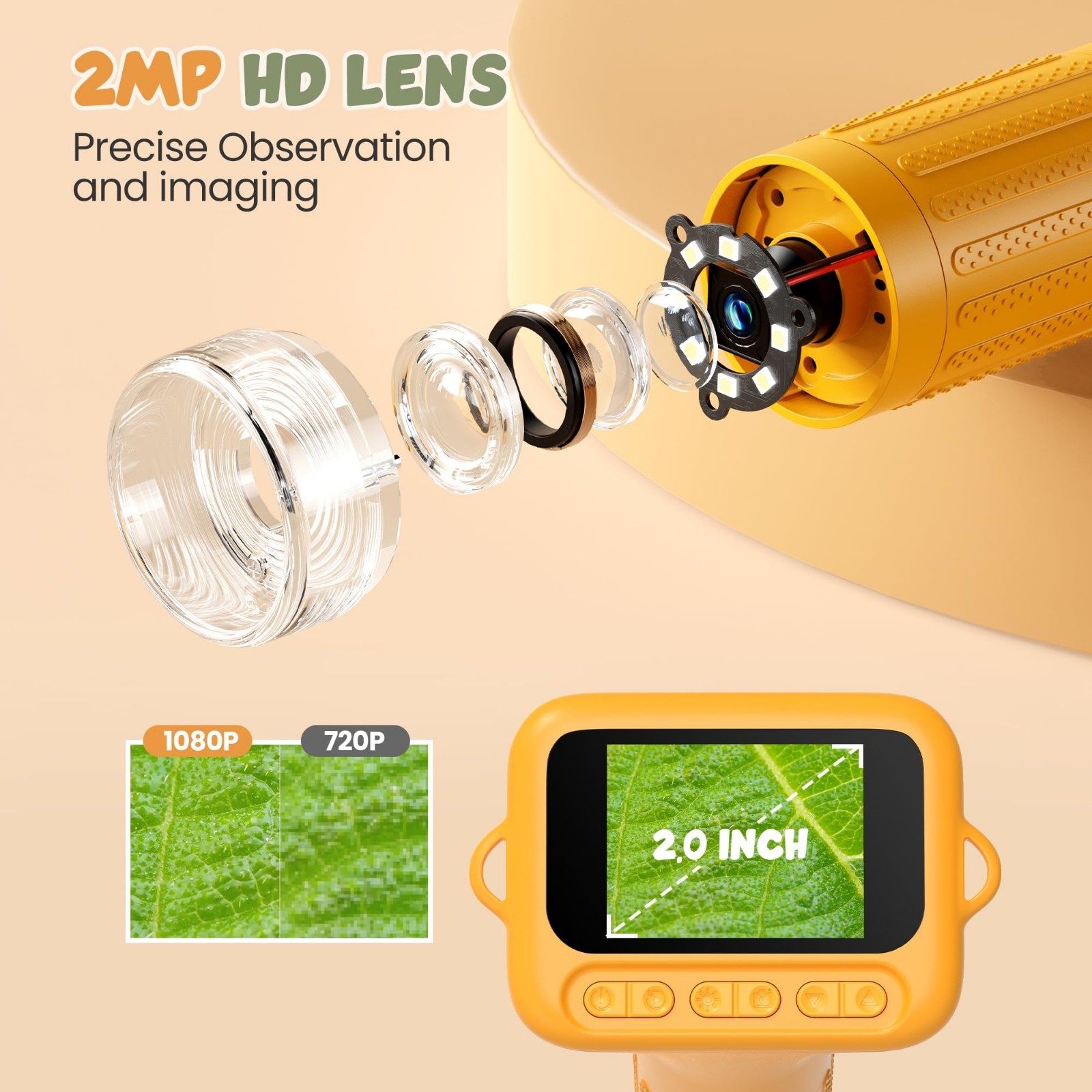 1000X Portable Handheld Digital Microscope for Kids with HD2.0 IPS Screen |...