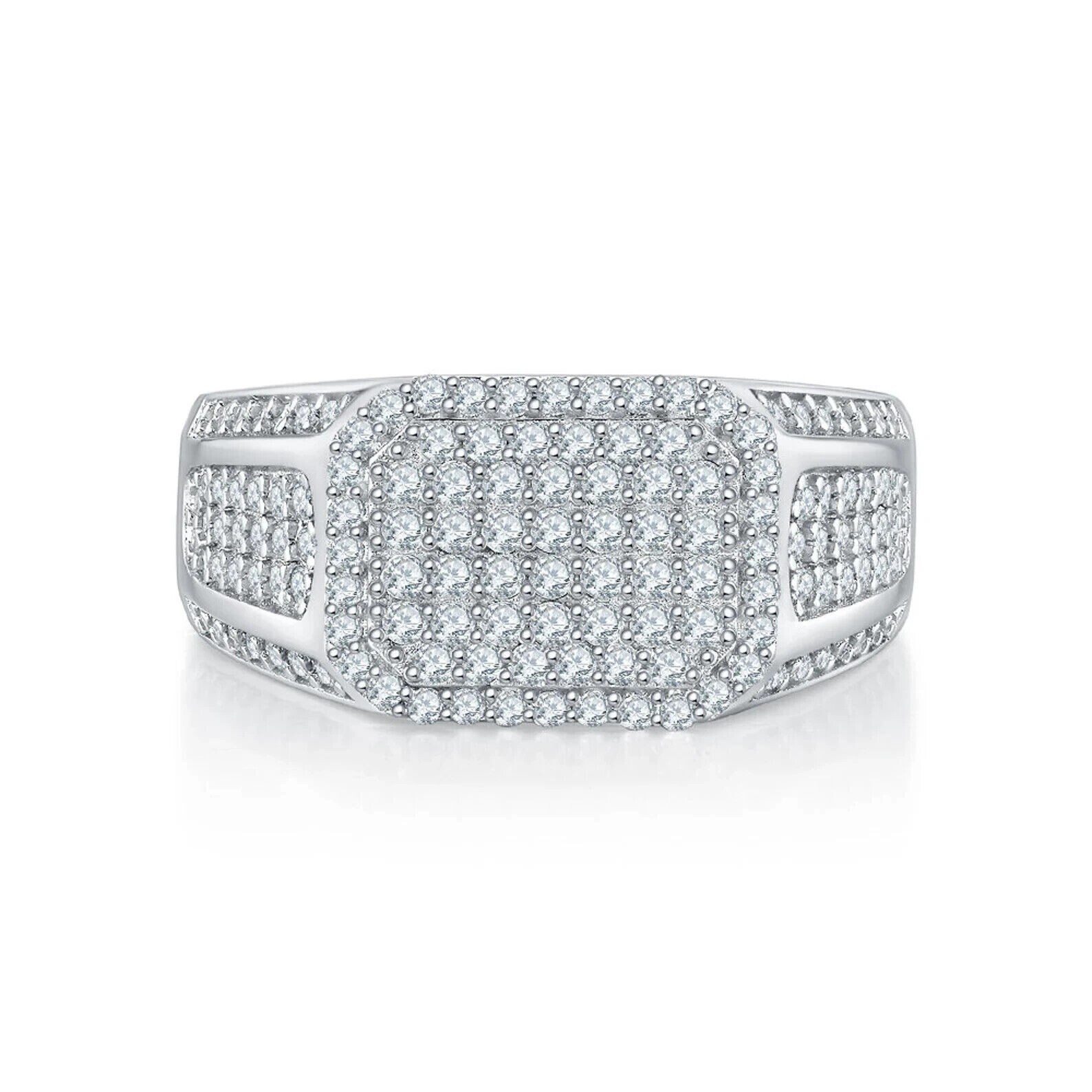 Men's Wedding Band Ring 14K White Gold Plated Lab Created Diamond 2Ct Round Cut