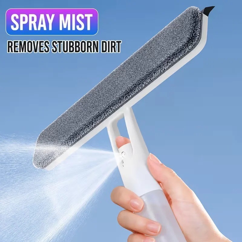 3-in-1 Window Squeegee Cleaner with Spray Bottle Microfiber Glass Mirror Wiper