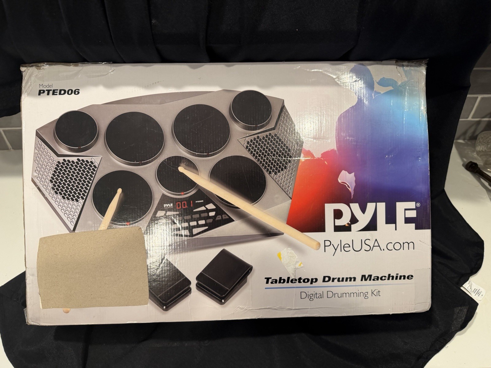Pyle PTED06 Electronic Tabletop Drum Machine 7-Pad Digital Kit Open Box Unused