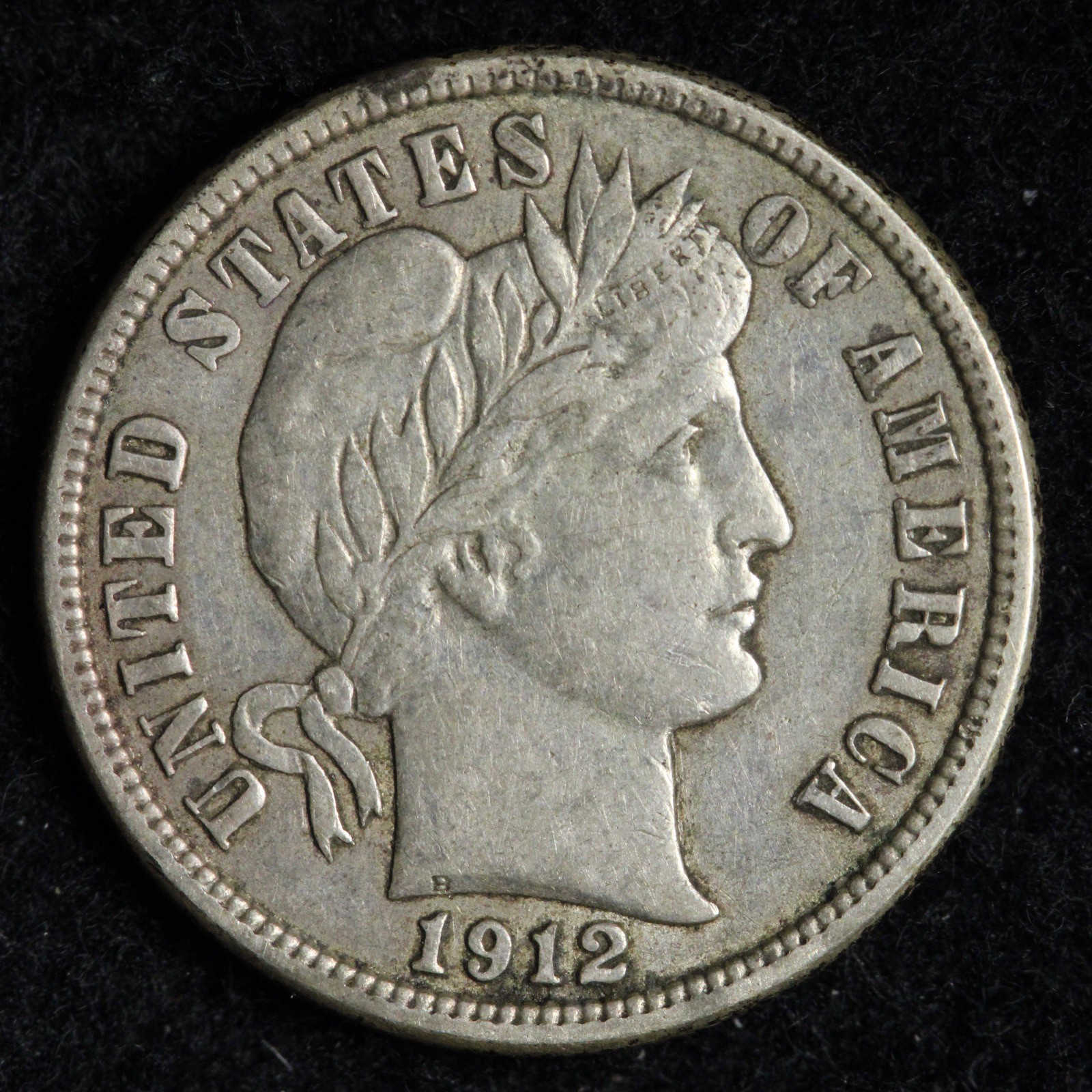 1912-S Barber Silver Dime AU E309 OACU