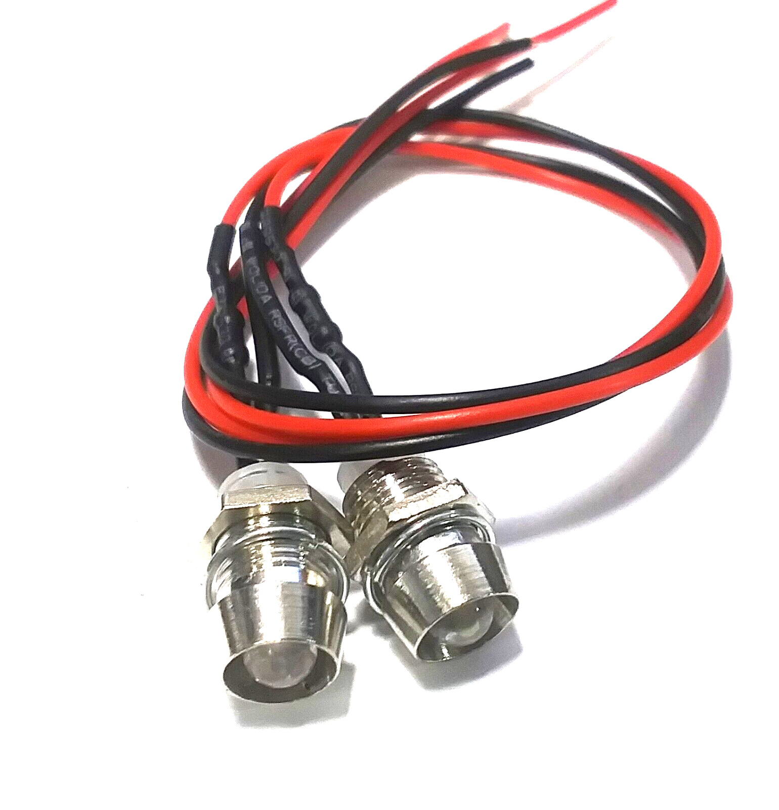 2 Super Bright BBT 12 VDC White LED Indicator Lights in Stainless Steel Bezels