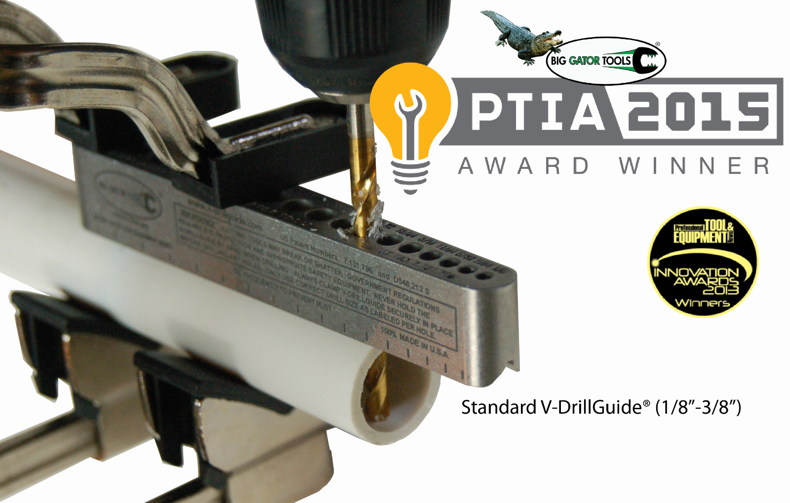 drill bit guide tool: comparable to a portable drill press -no bushings required