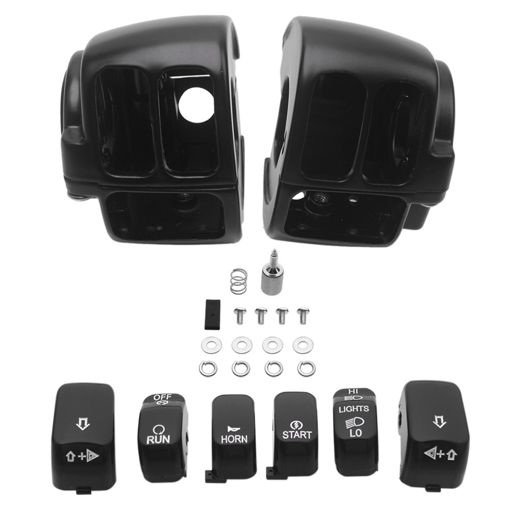 Black Switch Housing Cover w/ Button Caps For Harley Sportster XL Dyna Row Rider