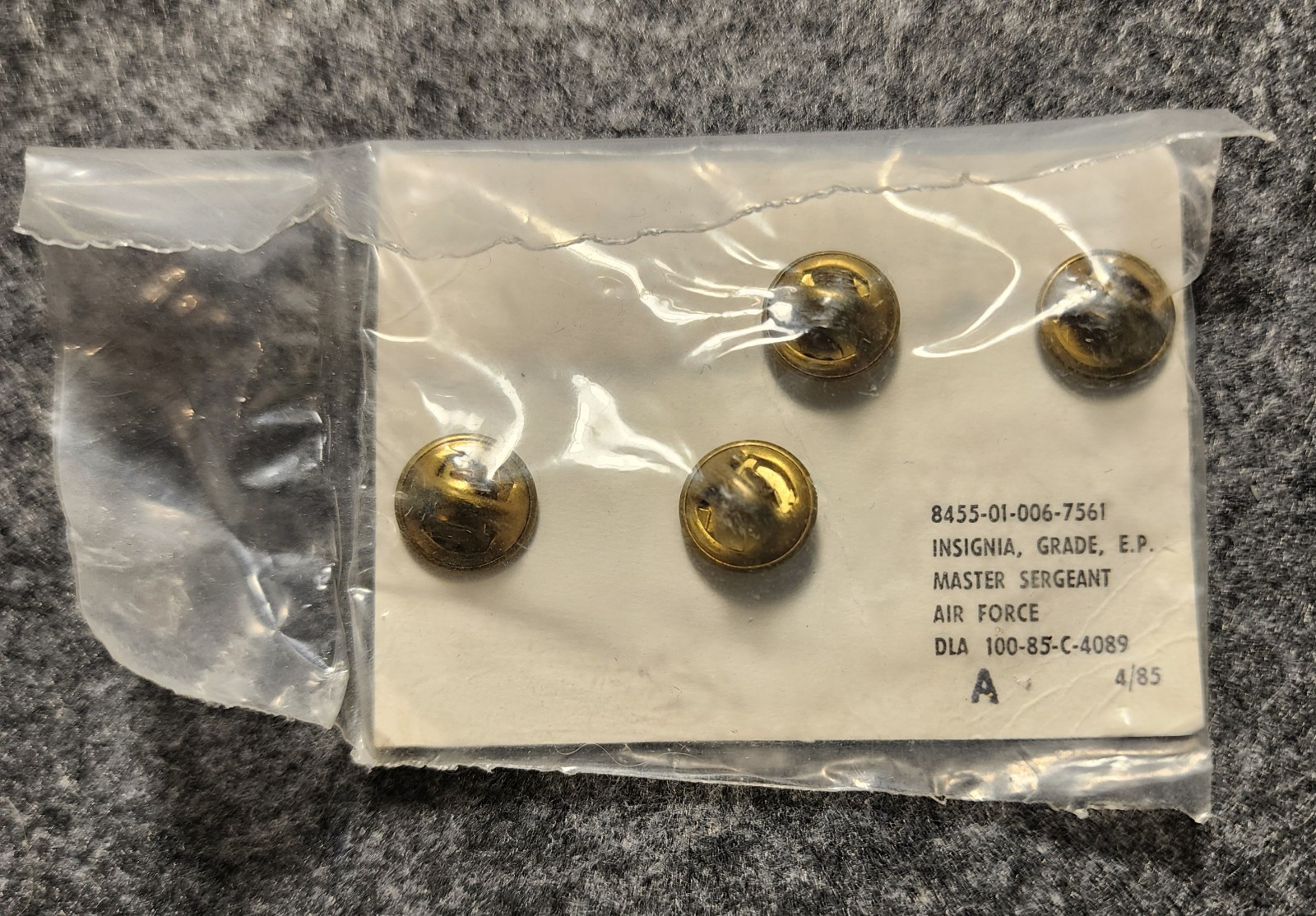 U. S. Air Force Master Sergeant E-7 Collar Insignia and Epaulets - Dated 4/85