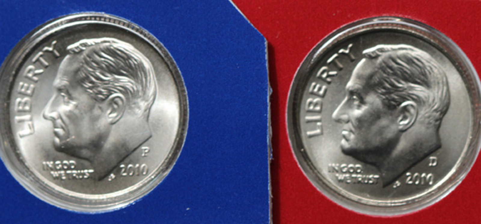 2010 P and D Roosevelt Dime 2 Coins from US Mint Set BU Cellos Ten Cents Two 10c