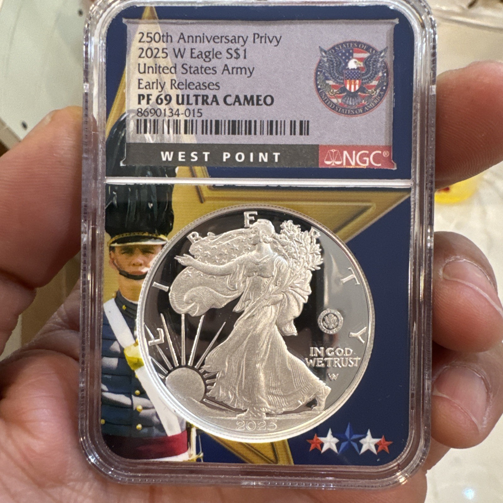 2025-W Proof $1 American Silver Eagle Army Privy NGC PF69UC West Point 250th