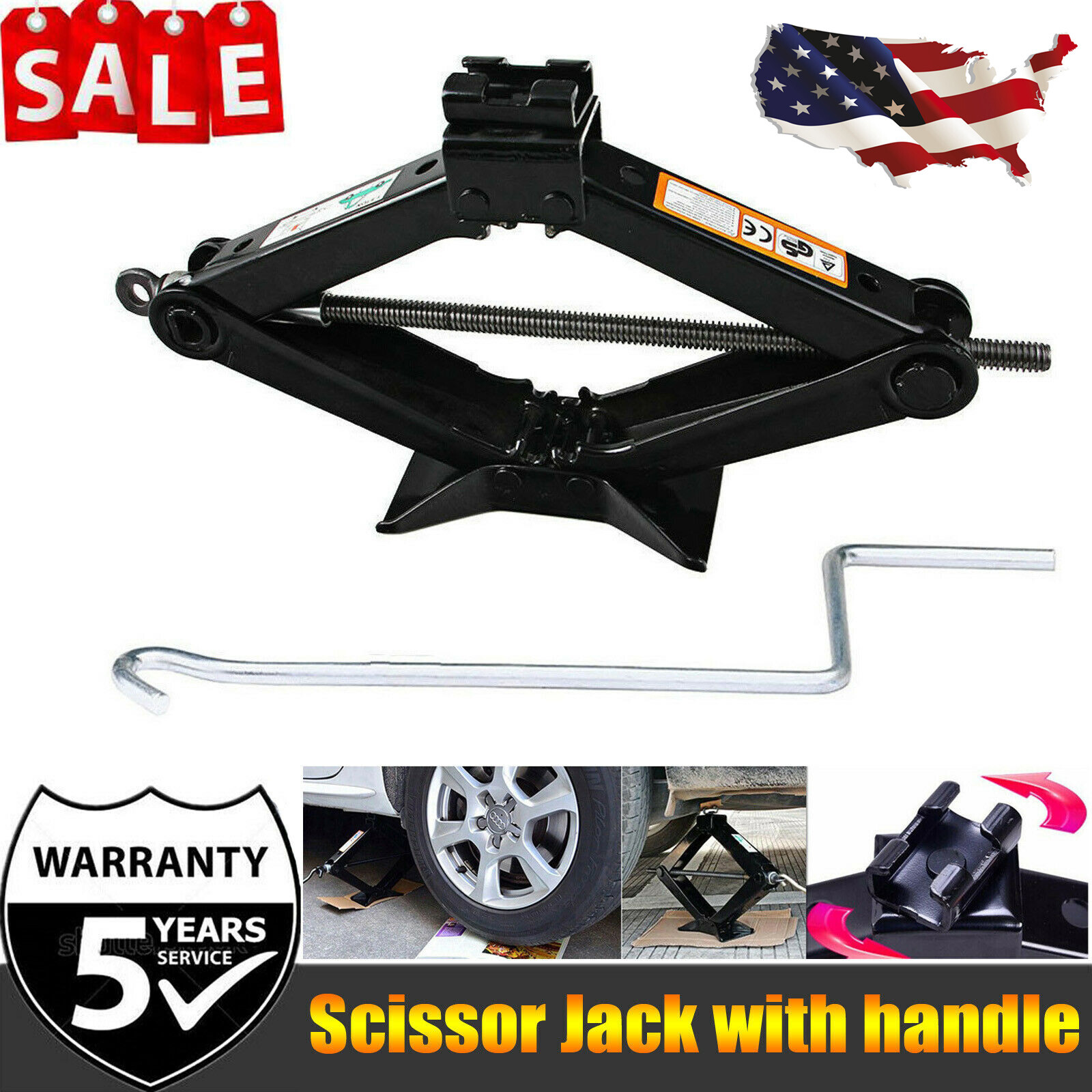 For Honda Accord Car Lug 2 Tonne Scissor Jack  Spare Tire Lift Stand Tool US