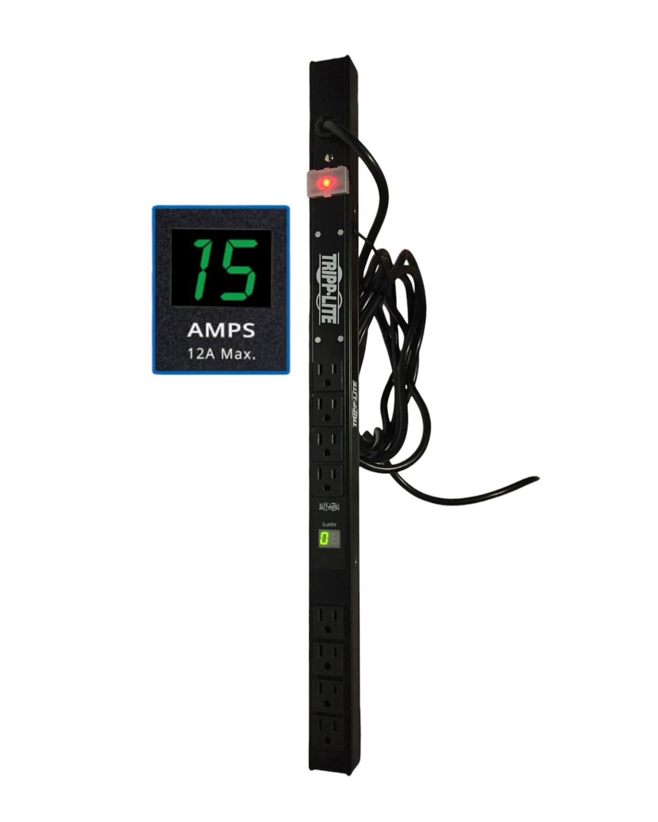 Tripp Lite 15 AMPS PDU METER 24" 8 Outlet Power Strip Surge Protector 15ft Cord