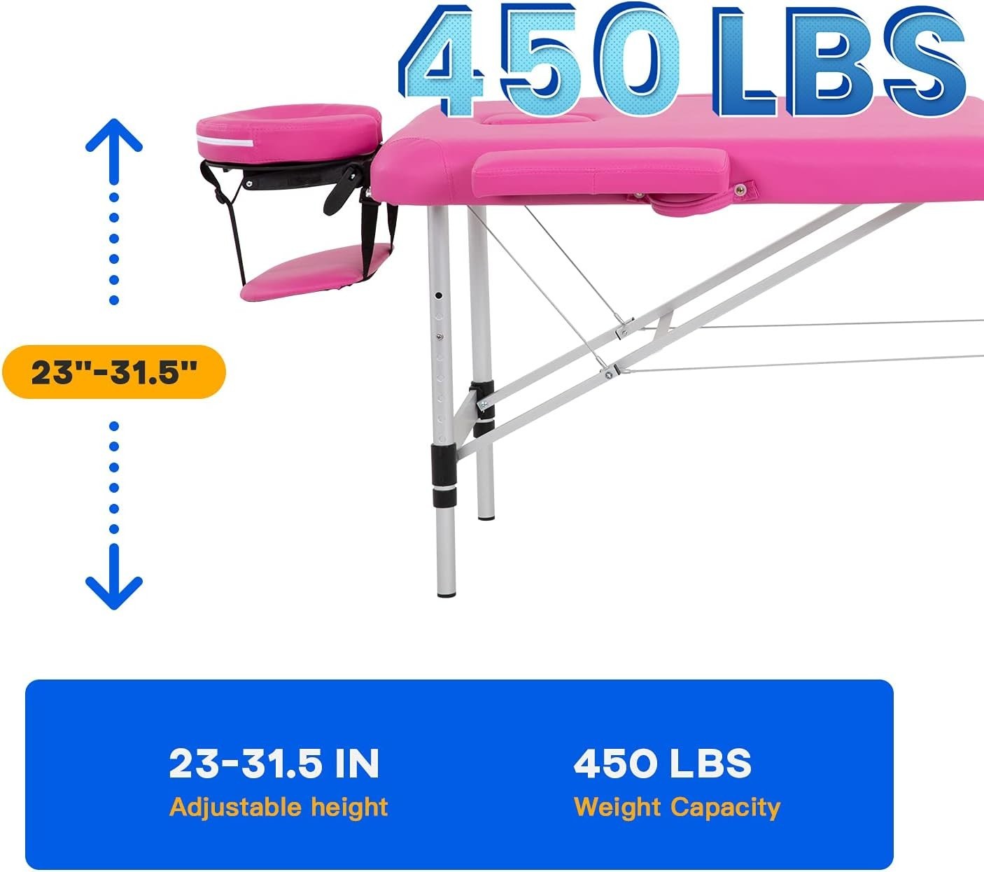 Portable Aluminium Massage Table 24" Wide - Height Adjustable & Lightweight