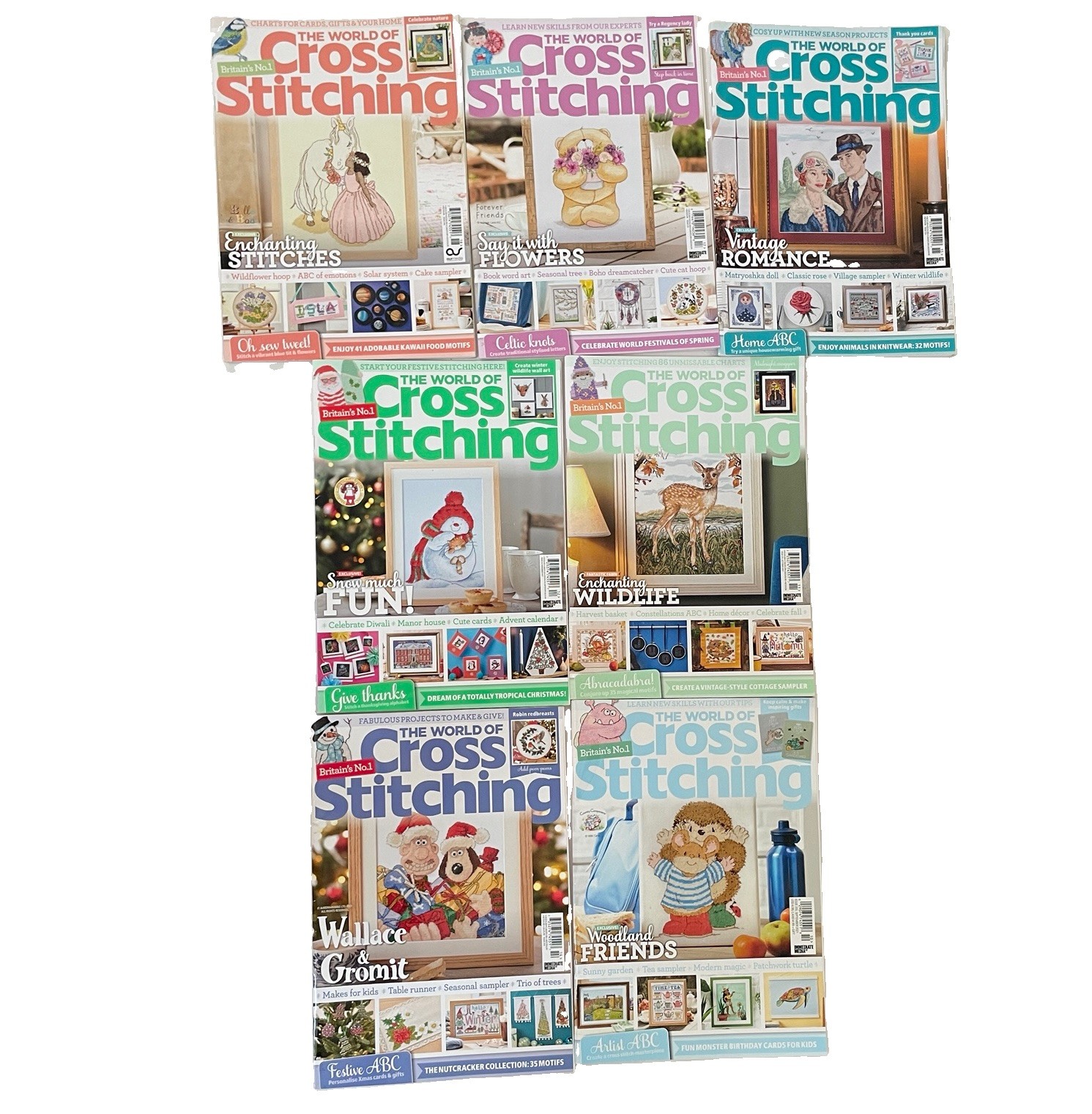 WORLD CROSS STITCHING 2021 2022  magazines LOT 310, 311, 312, 314, 315, 317, 318