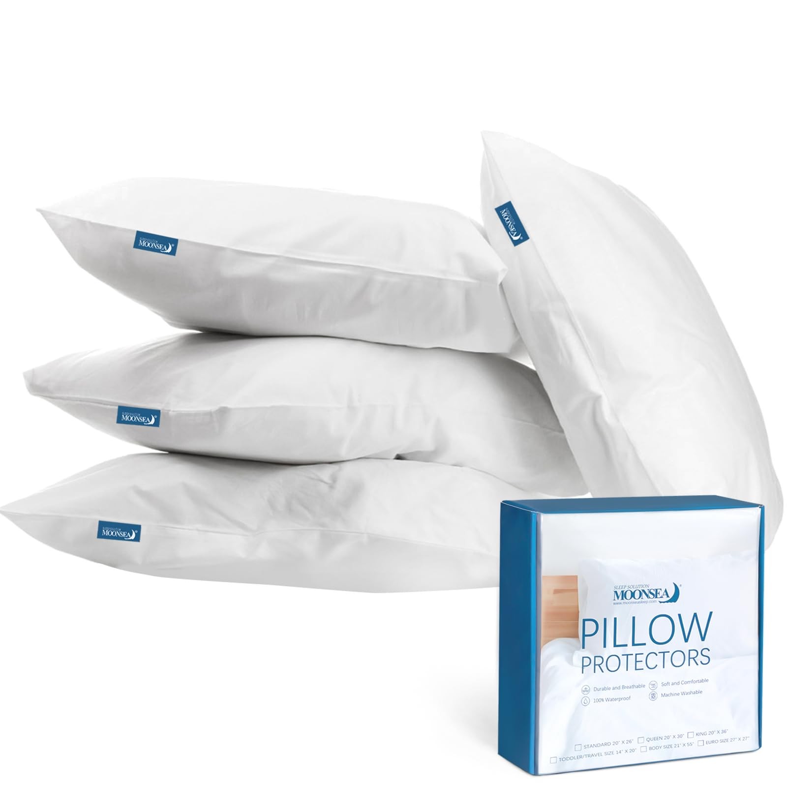 Waterproof Pillow Protector Zippered Standard Size Pillow Covers Protector