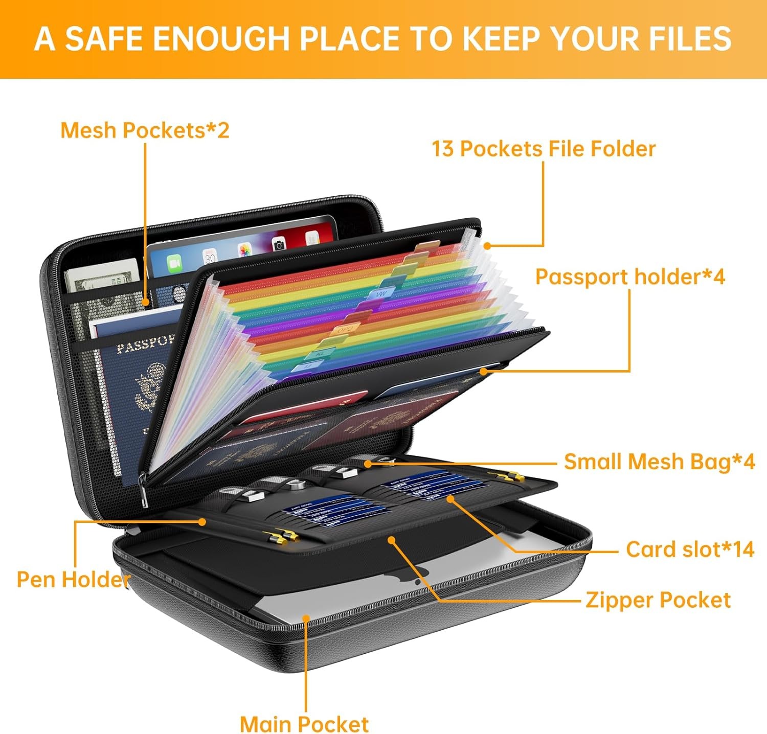 DocSafe Fireproof File Organizer with Lock for Important Documents