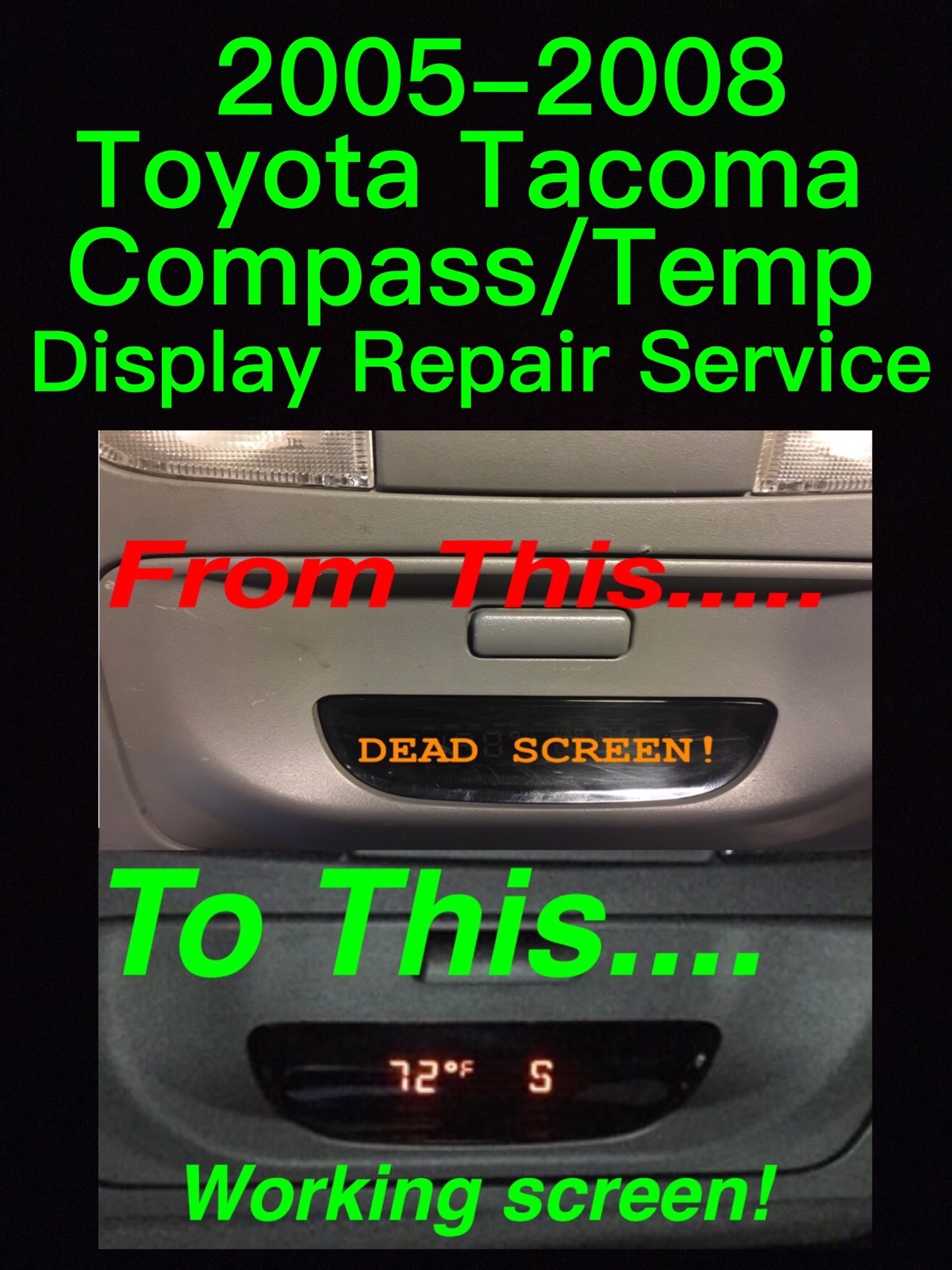 REPAIR SERVICE 2008 Toyota Tacoma Overhead Temperature Compass Module 05 06 07