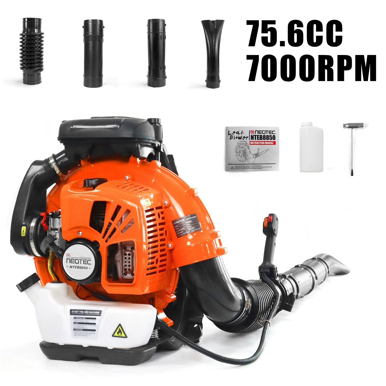 Leaf Blower 75.6cc 2-Stroke Backpack Gas Powered Leaf Blower 847CFM 236 MPH