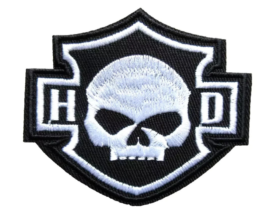 SKULL MOTORCYCLES BIKERS VEST JACKET HAT 3" x 2.5" EMBROIDERED IRON ON PATCH