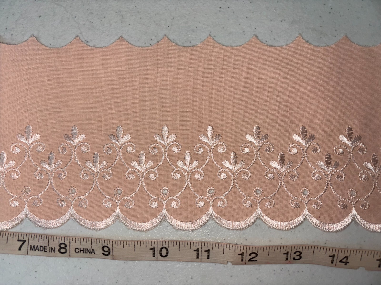 NEW Discontinue Embroidered Eyelet Lace Trims 4.5"W Peach Color Pre-Cut