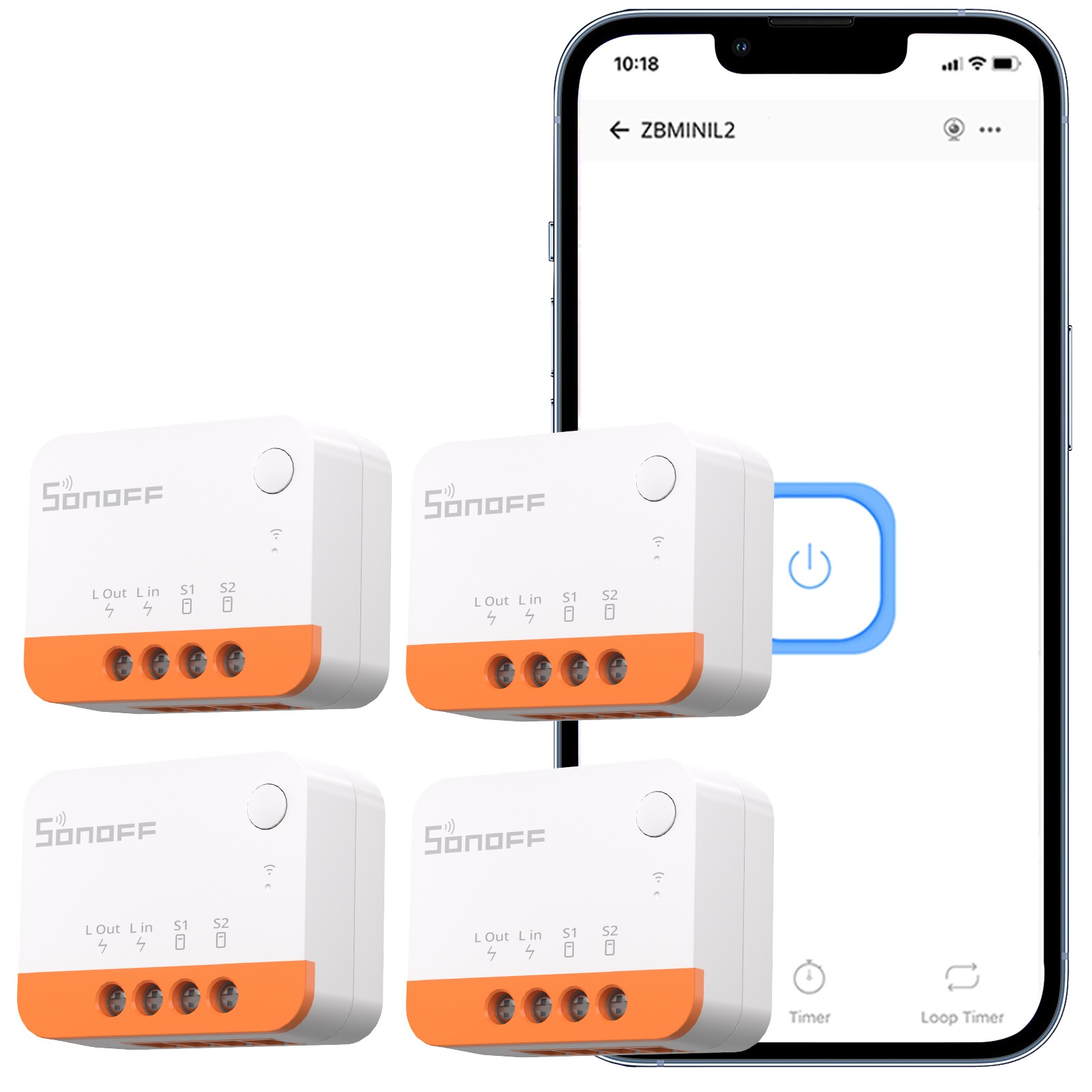 SONOFF ZBMINIL2 Zigbee Smart Light Switch (2 Way)-4Pack No Neutral Wire Required