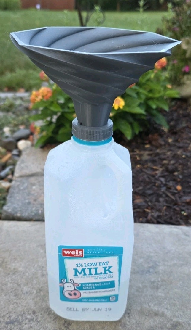 Screw On Rain Water Catcher Attachment For Milk Jug 3D Printed Venus Fly Trap