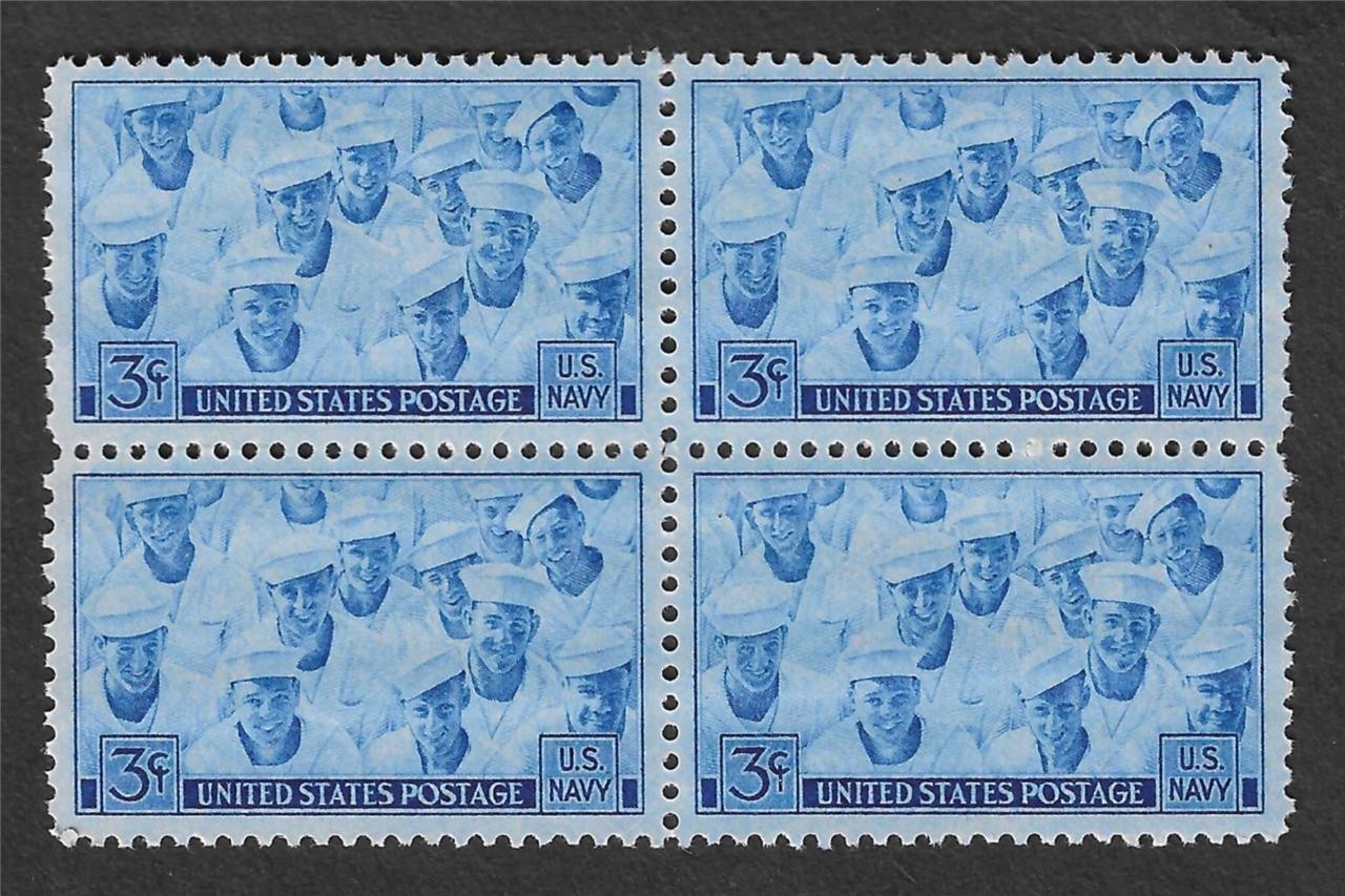 T&G STAMPS - SCOTT #935 US NAVY BLOCK OF 4 MNH/OG 80-YEAR-OLD STAMPS