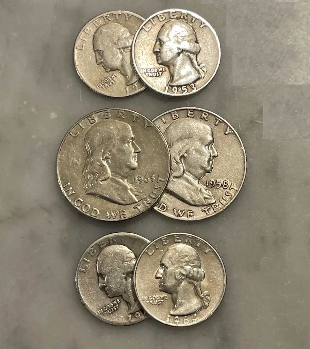$2 Face 90% Silver (2) Franklin Half Dollar (4) Quarters - Choose # of Lots!