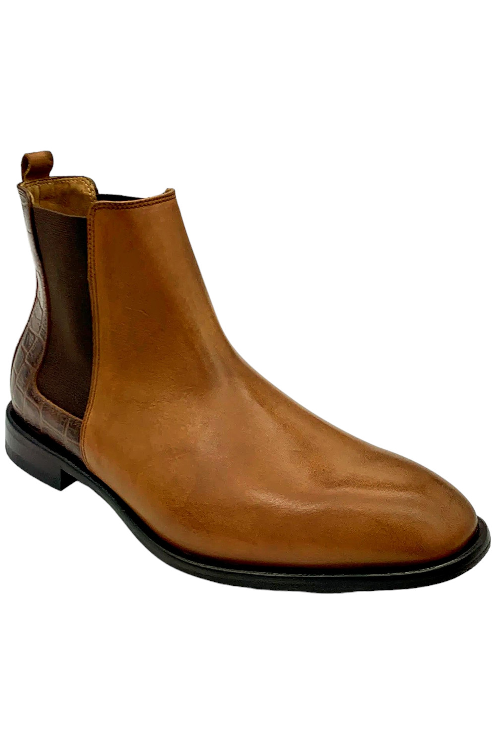 Donald Pliner Men's Rocco Calf Leather Slip-On Ankle Boots Cognac