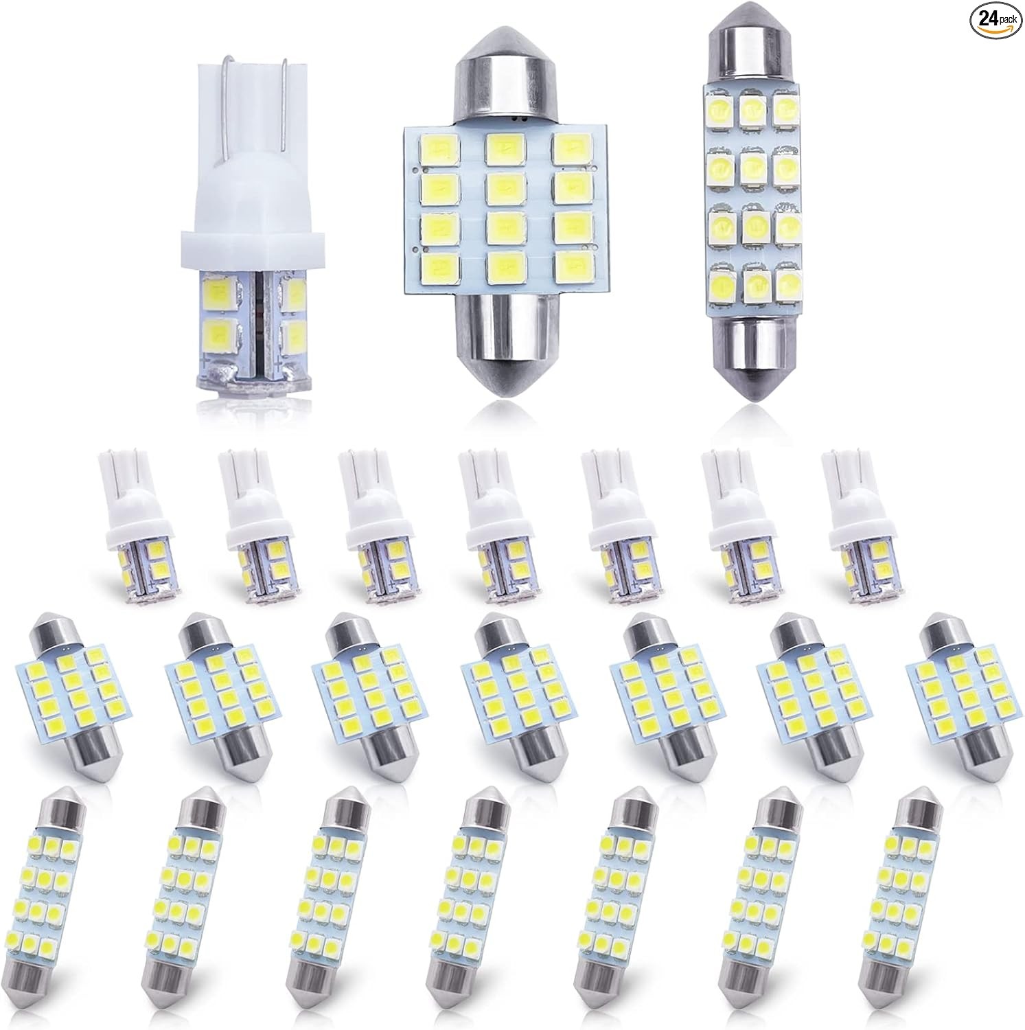 Car Led Bulb, Led Combination Set of 24 Sets, Used for Car Interi Color: white