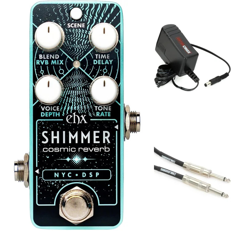 Electro-Harmonix Pico Shimmer Cosmic Reverb Pedal with Power Supply and Cable