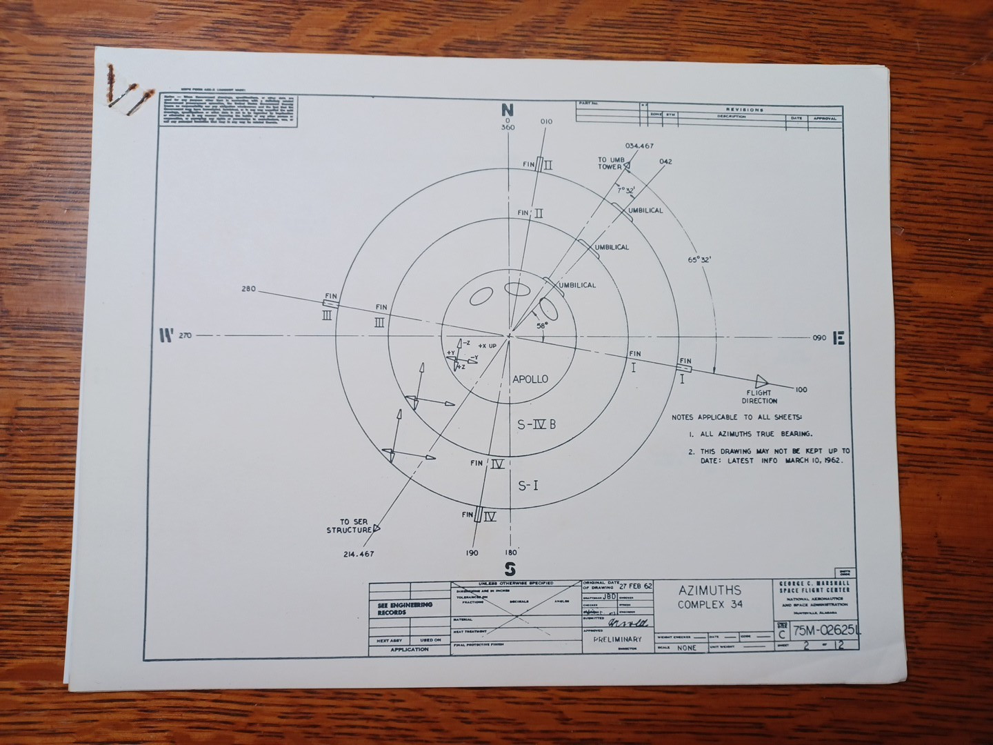 1962 George C Marshall Space Flight Center Azimuths 14 Documents JRR33