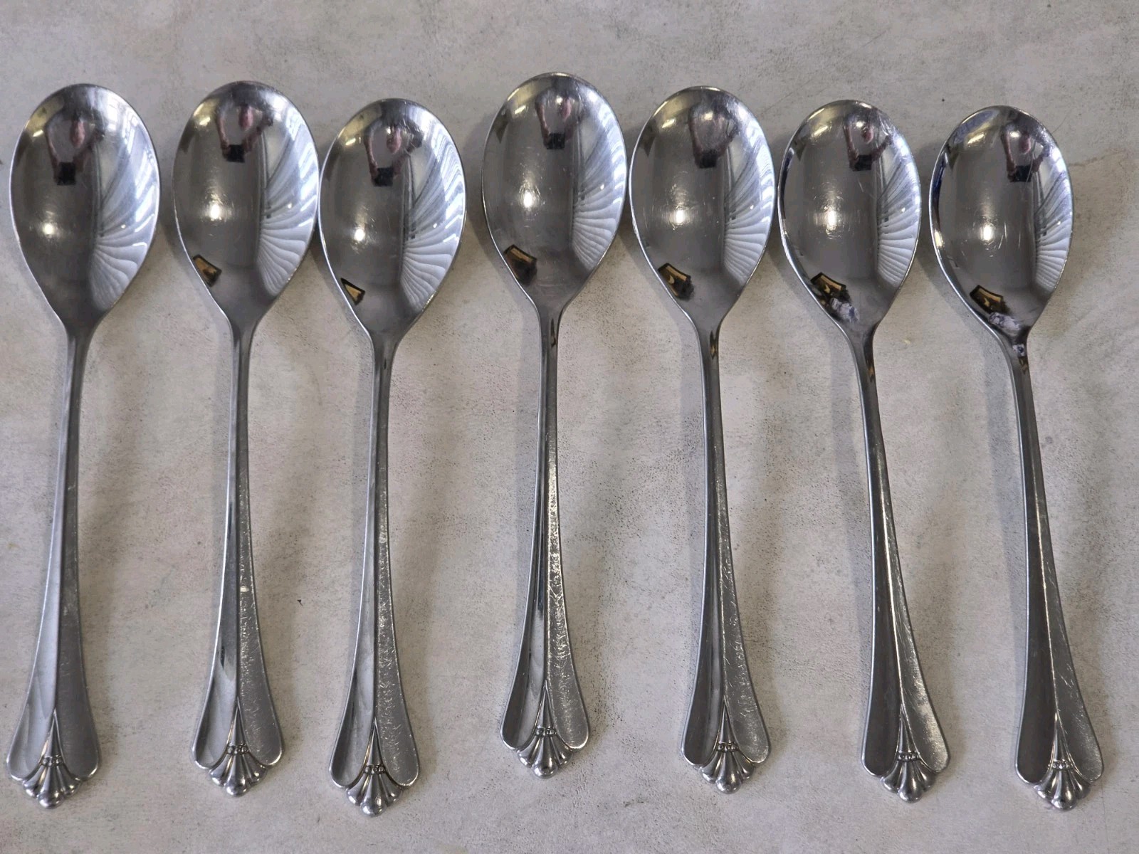 Oneida Community Royal Flute Stainless Ice Cream Spoons (7)