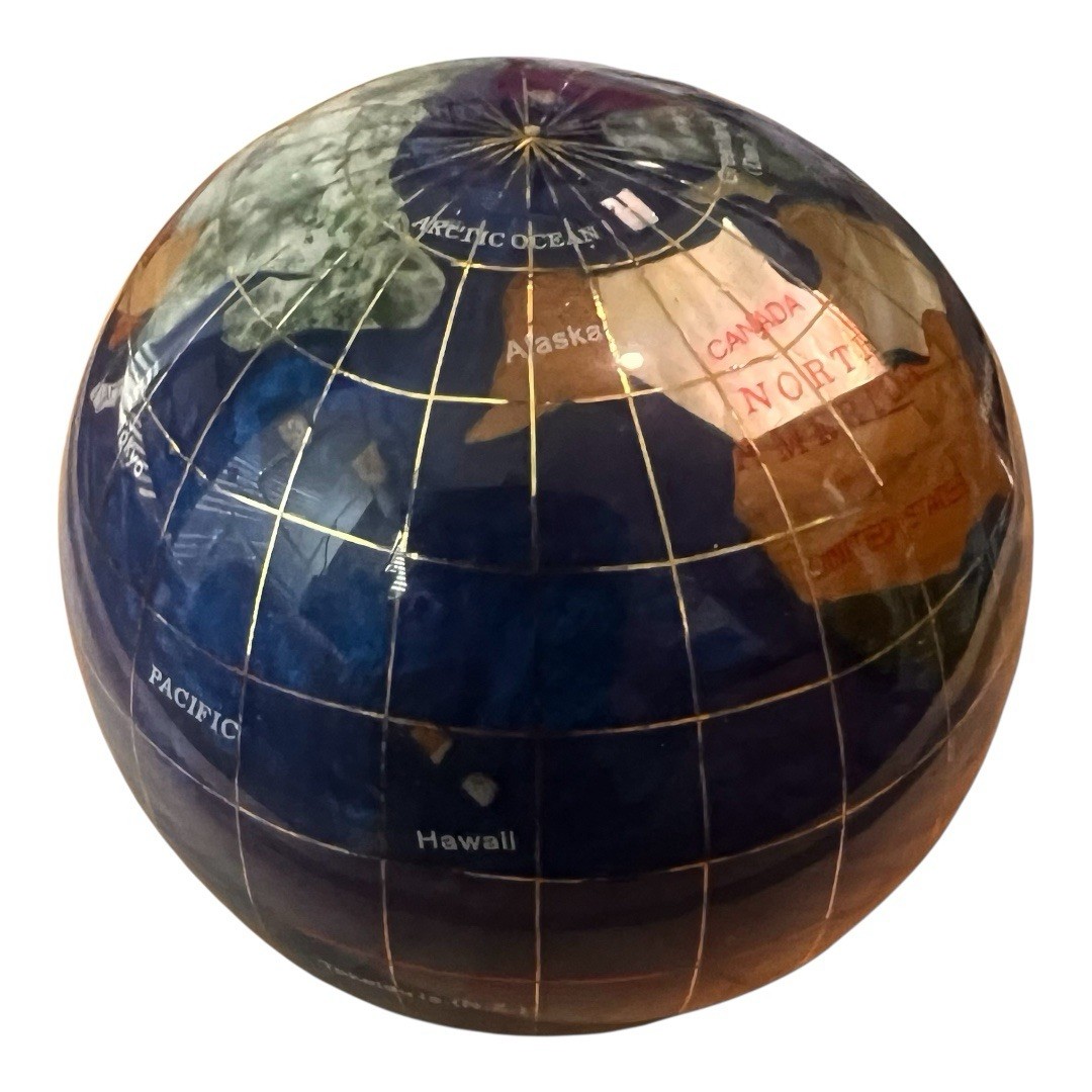 3in Inlaid GemStone Globe