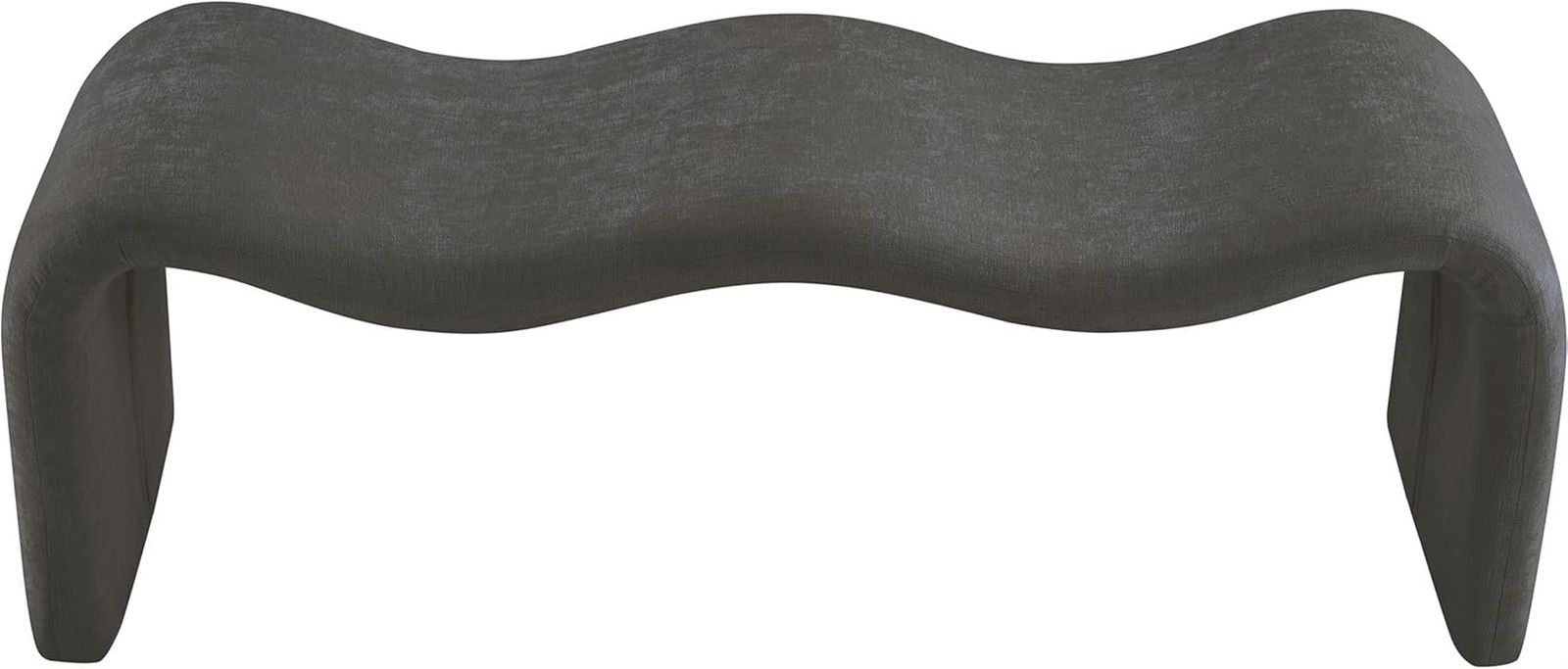 Modern Grey Chenille Bench with Iron Frame - 56.5" W x 18" D x 19" H