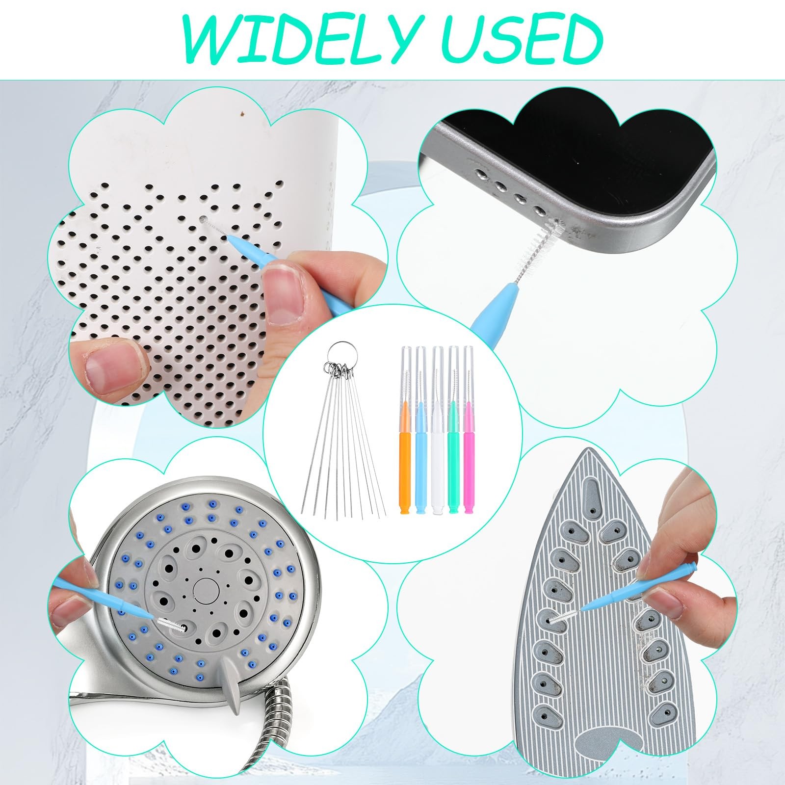 ElevateTech Shower Head Cleaner Tool Set, 40 Pink, Orange, Green, Blue, White