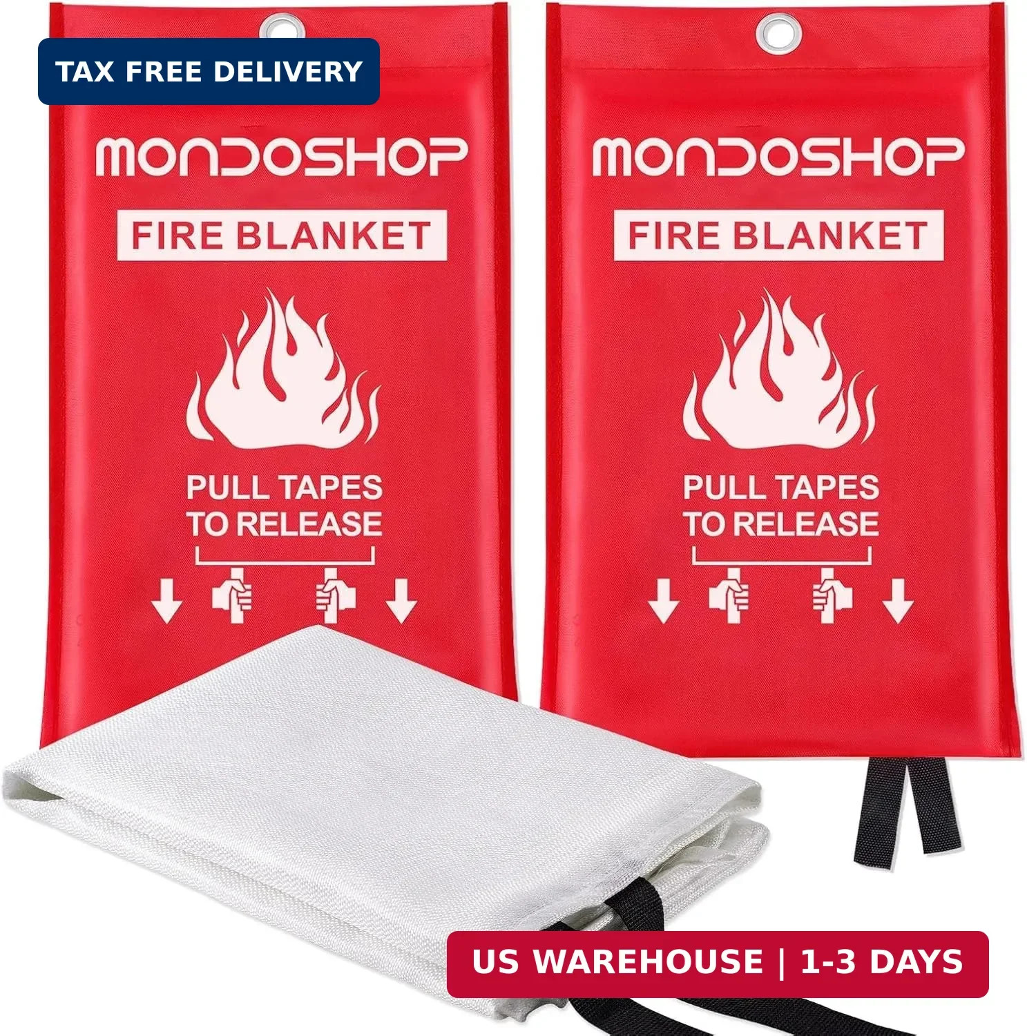 Mondoshop Fire Blankets Emergency for Kitchen Home - Emergency Fire Retardant Bl